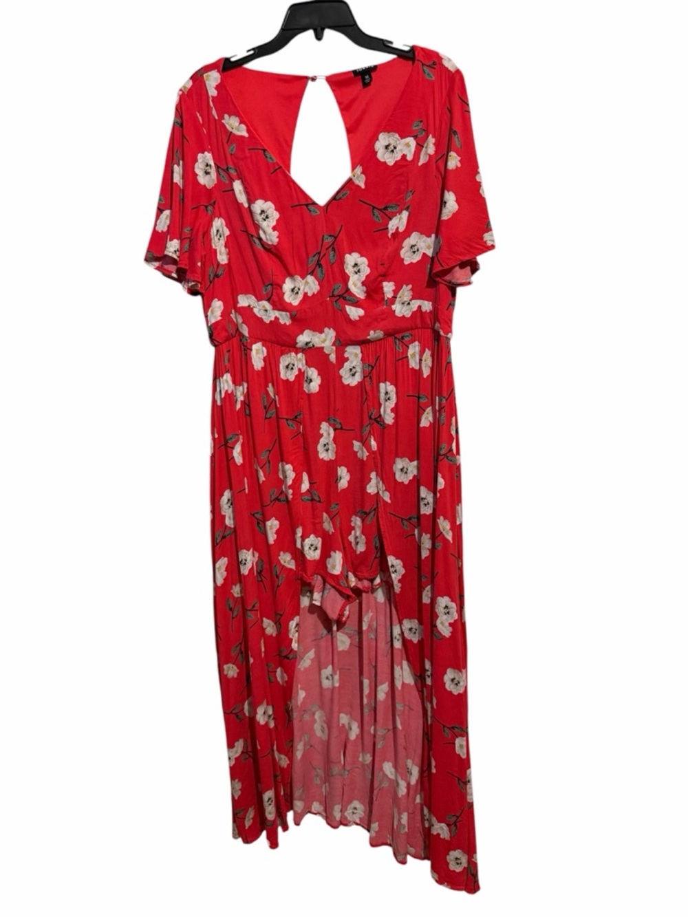 Red Floral Romper Walk through dress 16
